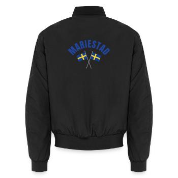 Mariestad crossed Swedish flags - Unisex Bomber Jacket - black - Back - AI Model Male 185 light (185cm)