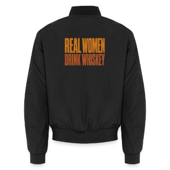 Echte Frauen trinken Whiskey - Lustiges Shirt - Unisex Bomberjacke - Schwarz - Hinten - AI Model Male 185 light (185cm)