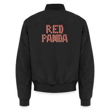 Cartoon red panda typography - Unisex Bomber Jacket - black - Back - AI Model Male 185 light (185cm)