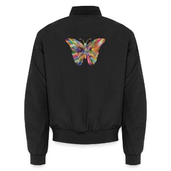 Bunter Polygon-Schmetterling - Unisex Bomberjacke - Schwarz - Hinten - AI Model Male 185 light (185cm)