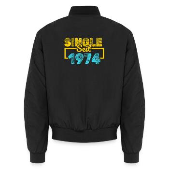 Single 1974 - Unisex Bomberjacke - Schwarz - Hinten - AI Model Male 185 light (185cm)