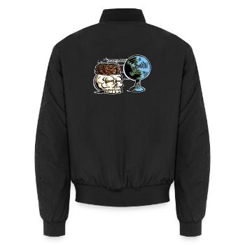 Belüftung von Schädel und Gehirn - Unisex Bomberjacke - Schwarz - Hinten - AI Model Male 185 light (185cm)