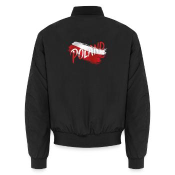 Typografie der polnischen Flagge Grunge – Patriotisch Polnisch D - Unisex Bomberjacke - Schwarz - Hinten - AI Model Male 185 light (185cm)
