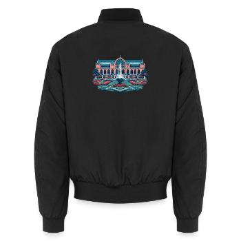 Flora Köln Risograph - Unisex Bomberjacke - Schwarz - Hinten - AI Model Male 185 light (185cm)