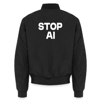 Stop ai - Unisex Bomberjacke - Schwarz - Hinten - AI Model Male 185 light (185cm)