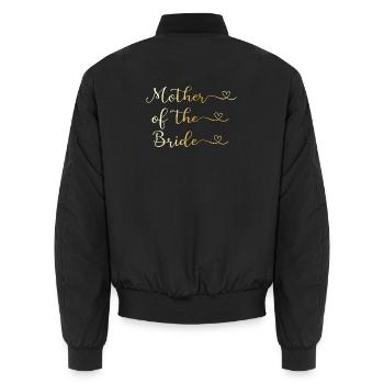Mutter der Braut goldene Typografie mit Herz - Unisex Bomberjacke - Schwarz - Hinten - AI Model Male 185 light (185cm)