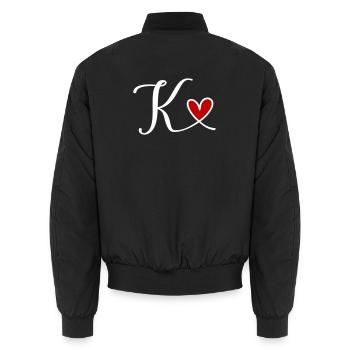 K Initiale mit Herz - Unisex Bomberjacke - Schwarz - Hinten - AI Model Male 185 light (185cm)