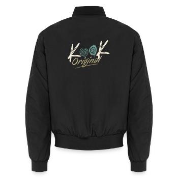 Kook Original Spirale Groovy Retro 70er  - Unisex Bomberjacke - Schwarz - Hinten - AI Model Male 185 light (185cm)