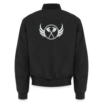 Kreuzäxte mit Flügeln Emblem - Unisex Bomberjacke - Schwarz - Hinten - AI Model Male 185 light (185cm)