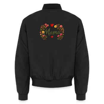 Watercolor Floral Mama Cute Mother's Day T-Shirt - Unisex Bomberjacke - Schwarz - Hinten - AI Model Male 185 light (185cm)