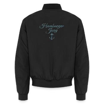 Hamburger Jung (Vintage Hellblau) Hamburg Anker - Unisex Bomberjacke - Schwarz - Hinten - AI Model Male 185 light (185cm)