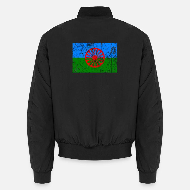 Flagge der Roma oder Styago le Romengo Unisex Bomberjacke