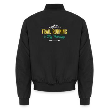 Trailrunning ist meine Therapie - Unisex Bomberjacke - Schwarz - Hinten - AI Model Male 185 light (185cm)