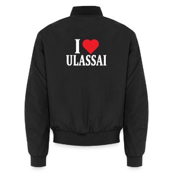T-Shirt Io amo Ulassai T-Shirt Sardinien - Unisex Bomberjacke - Schwarz - Hinten - AI Model Male 185 light (185cm)