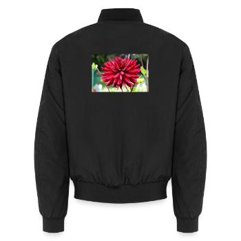 Dahlie rot Blüte ,Blume - Unisex Bomberjacke - Schwarz - Hinten - AI Model Male 185 light (185cm)