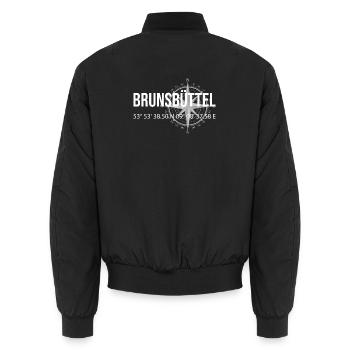 Koordinaten Brunsbüttel - Unisex Bomberjacke - Schwarz - Hinten - AI Model Male 185 light (185cm)