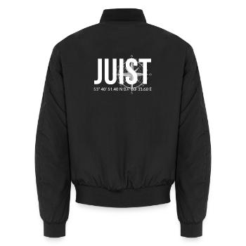 Koordinaten Juist - Unisex Bomberjacke - Schwarz - Hinten - AI Model Male 185 light (185cm)