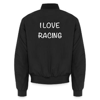 Ich liebe Racing – Handschrift Stil - Unisex Bomberjacke - Schwarz - Hinten - AI Model Male 185 light (185cm)