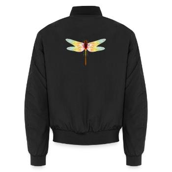 Schillernde Libelle – Filigranes Insektenmotiv - Unisex Bomberjacke - Schwarz - Hinten - AI Model Male 185 light (185cm)