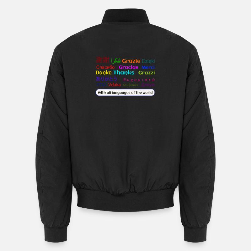 Multilinguales Dankeschön Muster - Unisex Bomberjacke - Schwarz
