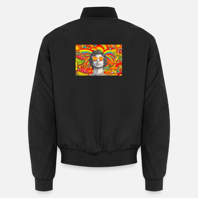 Psychedelisches Porträt mit lebendigen Pilzen - Unisex Bomberjacke - Schwarz