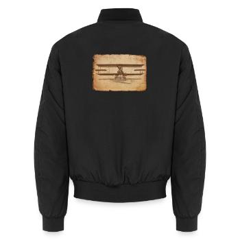 Illustration d’avion vintage sur papier brouillon - Bomber unisexe - noir - Dos - AI Model Male 185 light (185cm)