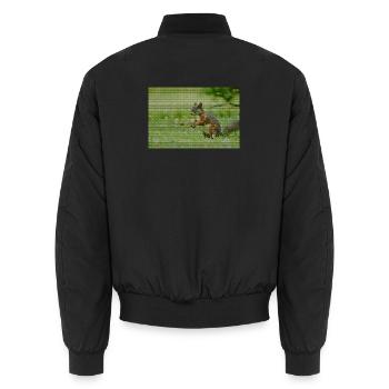 Squirrel Forest Pattern - Unisex Bomber Jacket - black - Back - AI Model Male 185 light (185cm)