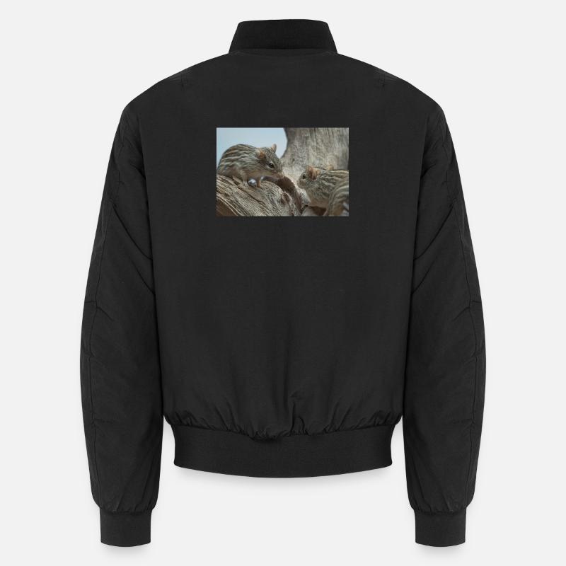 Two small rodents with striped fur face Unisex Bomber Jacket