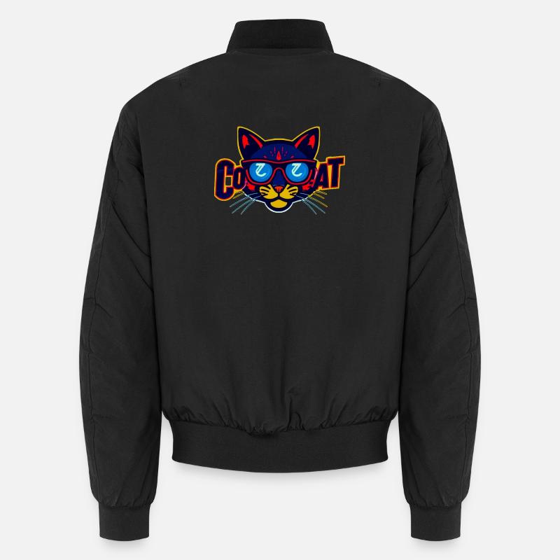 Neon Katzenlogo mit Sonnenbrille Unisex Bomberjacke
