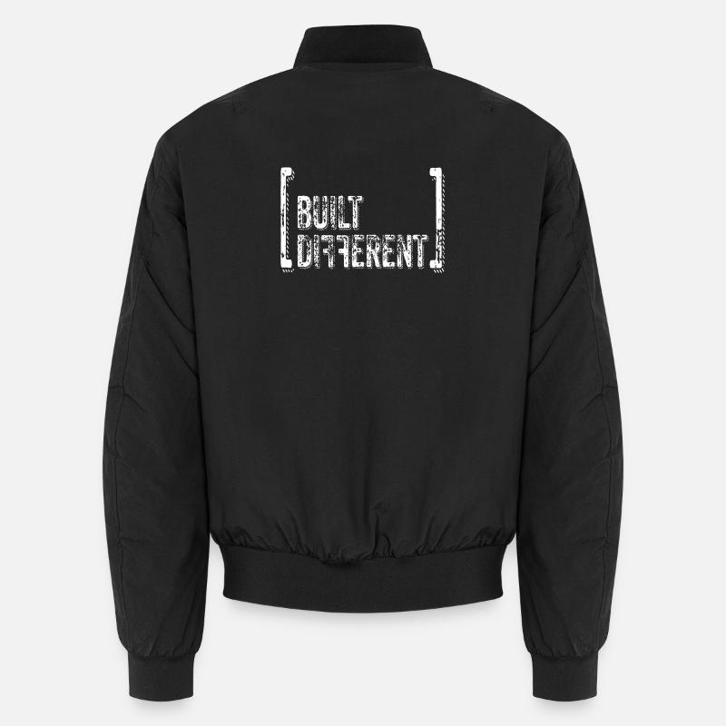 Built Different Distressed Quote - Unisex Bomber Jacket - black