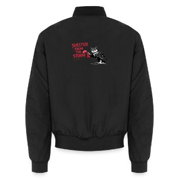 Shelter from the Storm - Unisex Bomber Jacket - black - Back - AI Model Male 185 light (185cm)