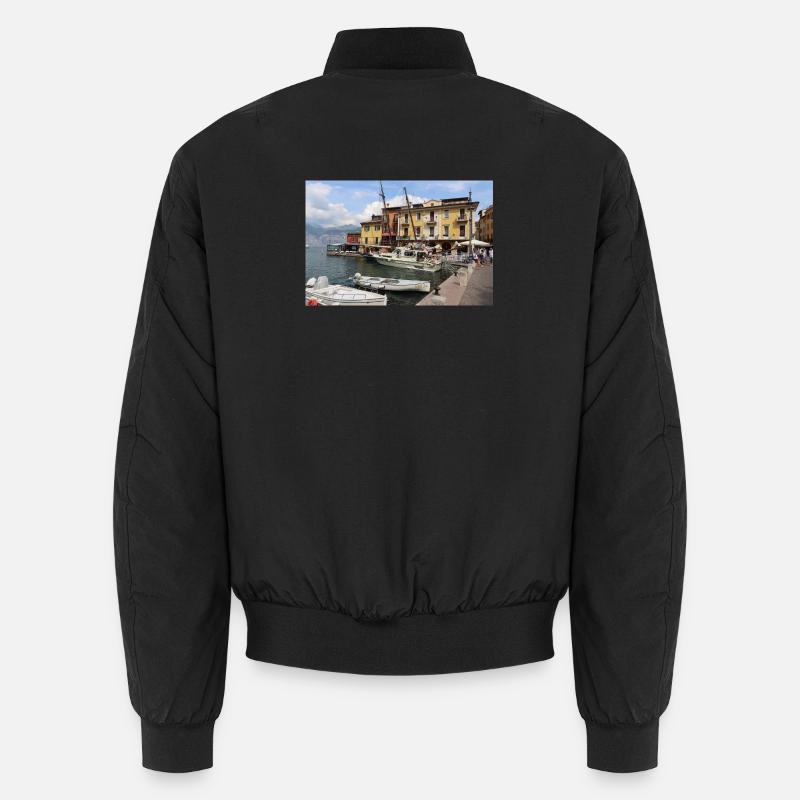 Der Hafen von Malcesine - Unisex Bomberjacke - Schwarz