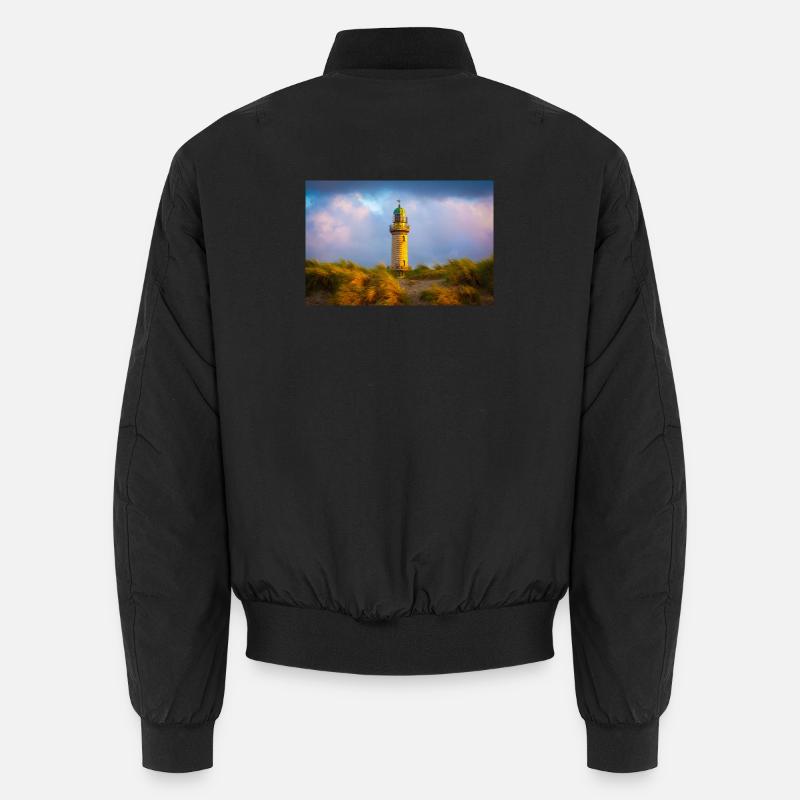 Warnemünde Lighthouse in the evening Unisex Bomber Jacket