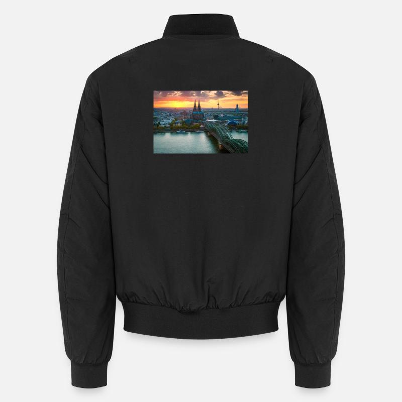 Kölner Dom im Abendlicht - Unisex Bomberjacke - Schwarz