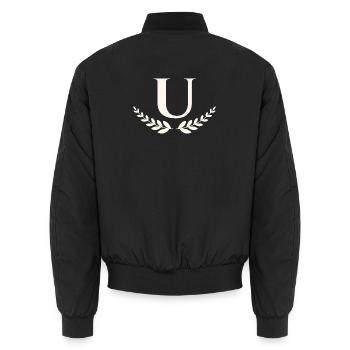 U - Unisex Bomber Jacket - black - Back - AI Model Male 185 light (185cm)