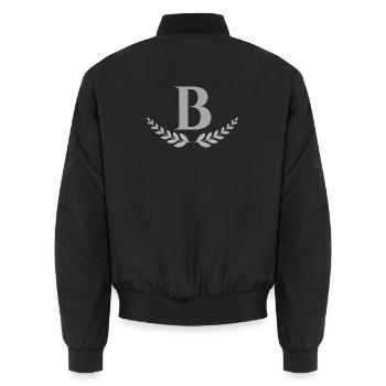 b - Unisex Bomber Jacket - black - Back - AI Model Male 185 light (185cm)