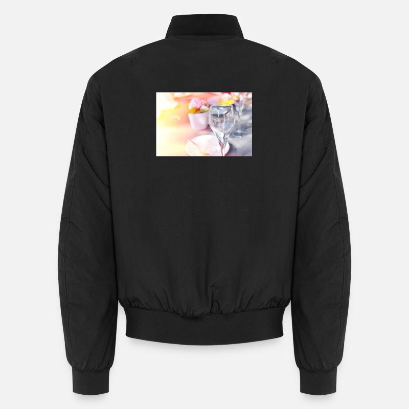 Sunlit Glassware on wedding table Unisex Bomber Jacket