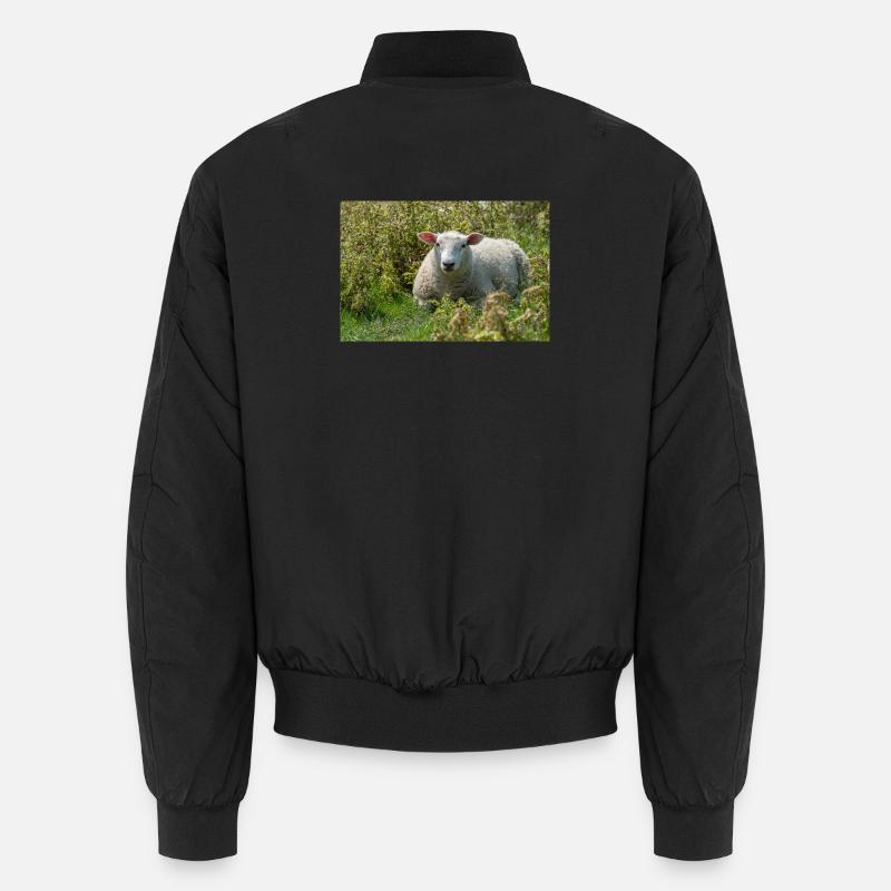Moutons allongés dans l’herbe - Affiche - Bomber unisexe - noir