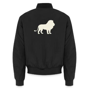 Löwen-Silhouette in Cremeton - Unisex Bomberjacke - Schwarz - Hinten - AI Model Male 185 light (185cm)