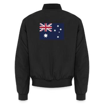 Show off your colors - Australia - Unisex Bomber Jacket - black - Back - AI Model Male 185 light (185cm)