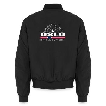 Oslo - Unisex Bomber Jacket - black - Back - AI Model Male 185 light (185cm)