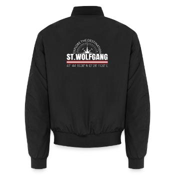 St. Wolfgang - Unisex Bomberjacke - Schwarz - Hinten - AI Model Male 185 light (185cm)