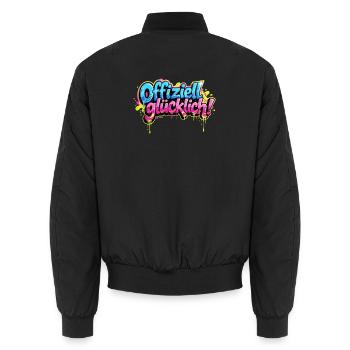 Offiziell glücklich Version 1 - Unisex Bomberjacke - Schwarz - Hinten - AI Model Male 185 light (185cm)