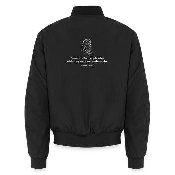 Mark-Twain-Zitat in Büchern - Unisex Bomberjacke - Schwarz - Hinten - AI Model Male 185 light (185cm)