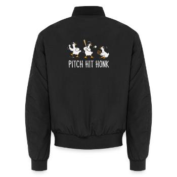  Pitch Hit Honk Lustiger Baseball Gans Cartoon - Unisex Bomberjacke - Schwarz - Hinten - AI Model Male 185 light (185cm)