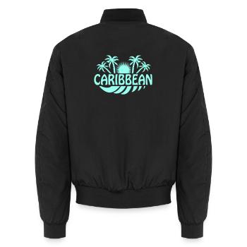 Caribbean Palmen Sonnen-Welle - Unisex Bomberjacke - Schwarz - Hinten - AI Model Male 185 light (185cm)