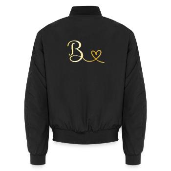 B goldenes Monogramm mit Herz - Unisex Bomberjacke - Schwarz - Hinten - AI Model Male 185 light (185cm)