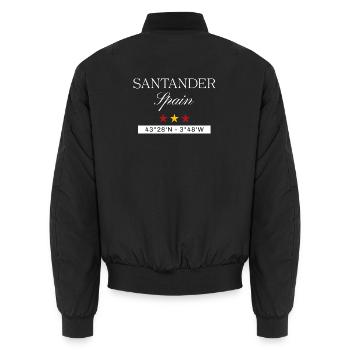Santander Spanien Souvenir – Reise minimalistisch - Unisex Bomberjacke - Schwarz - Hinten - AI Model Male 185 light (185cm)