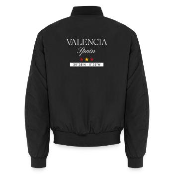 Valencia Spanien Souvenir – Reise minimalistisch - Unisex Bomberjacke - Schwarz - Hinten - AI Model Male 185 light (185cm)