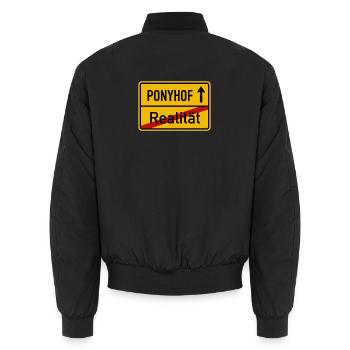 Ponyhof Realität Ortsschild Lustig Spruch Humor - Unisex Bomberjacke - Schwarz - Hinten - AI Model Male 185 light (185cm)